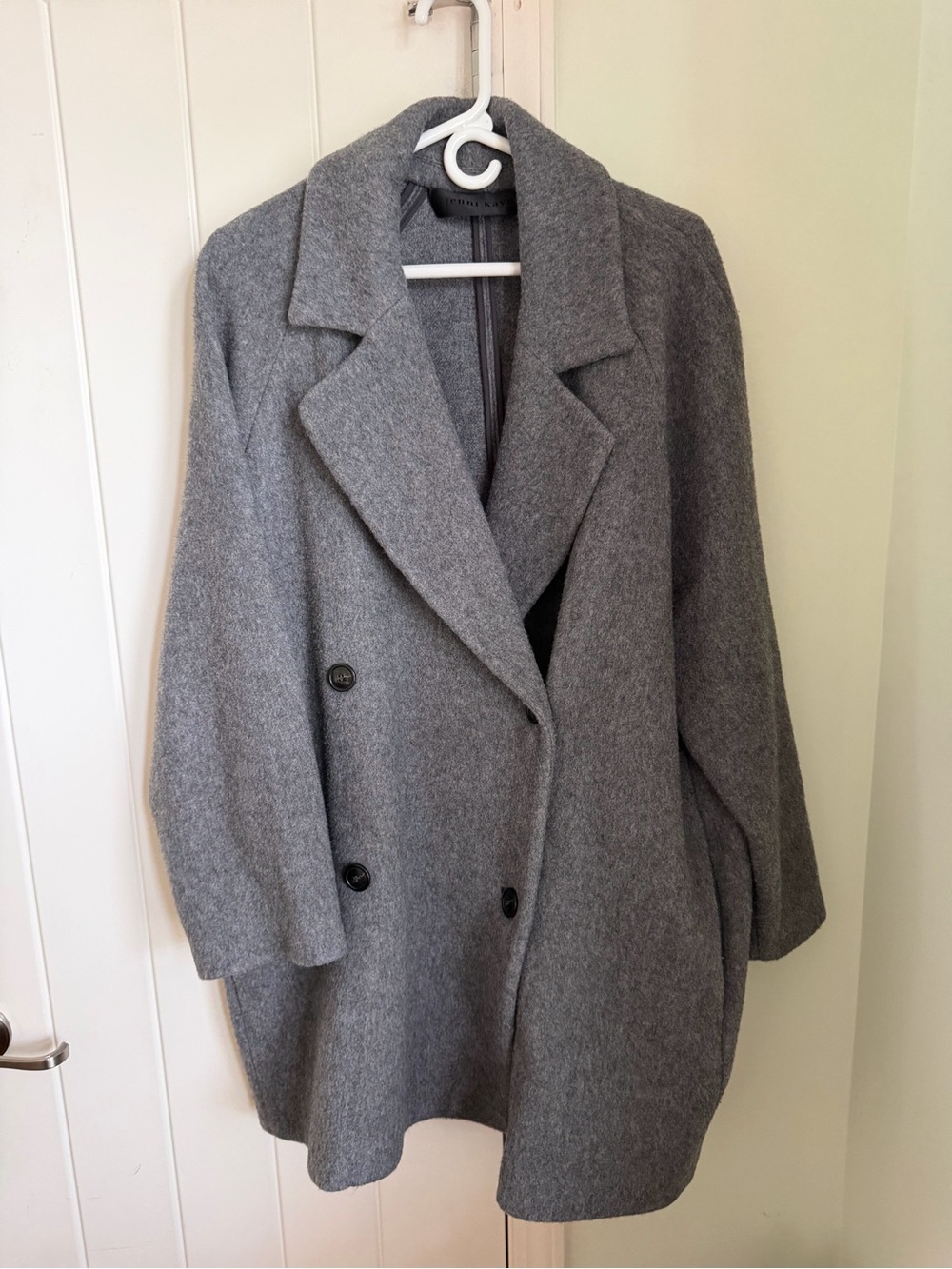 Jenny Kayne Gray Wool Blend Double-Breasted Coat Size L